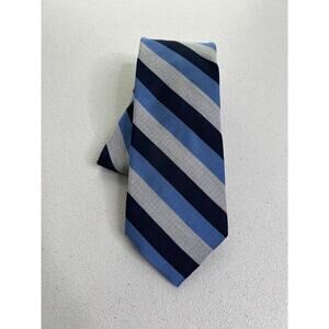 Tommy Hilfiger Blue, Gray Striped Pattern Silk/Viscose Tie NWOT
